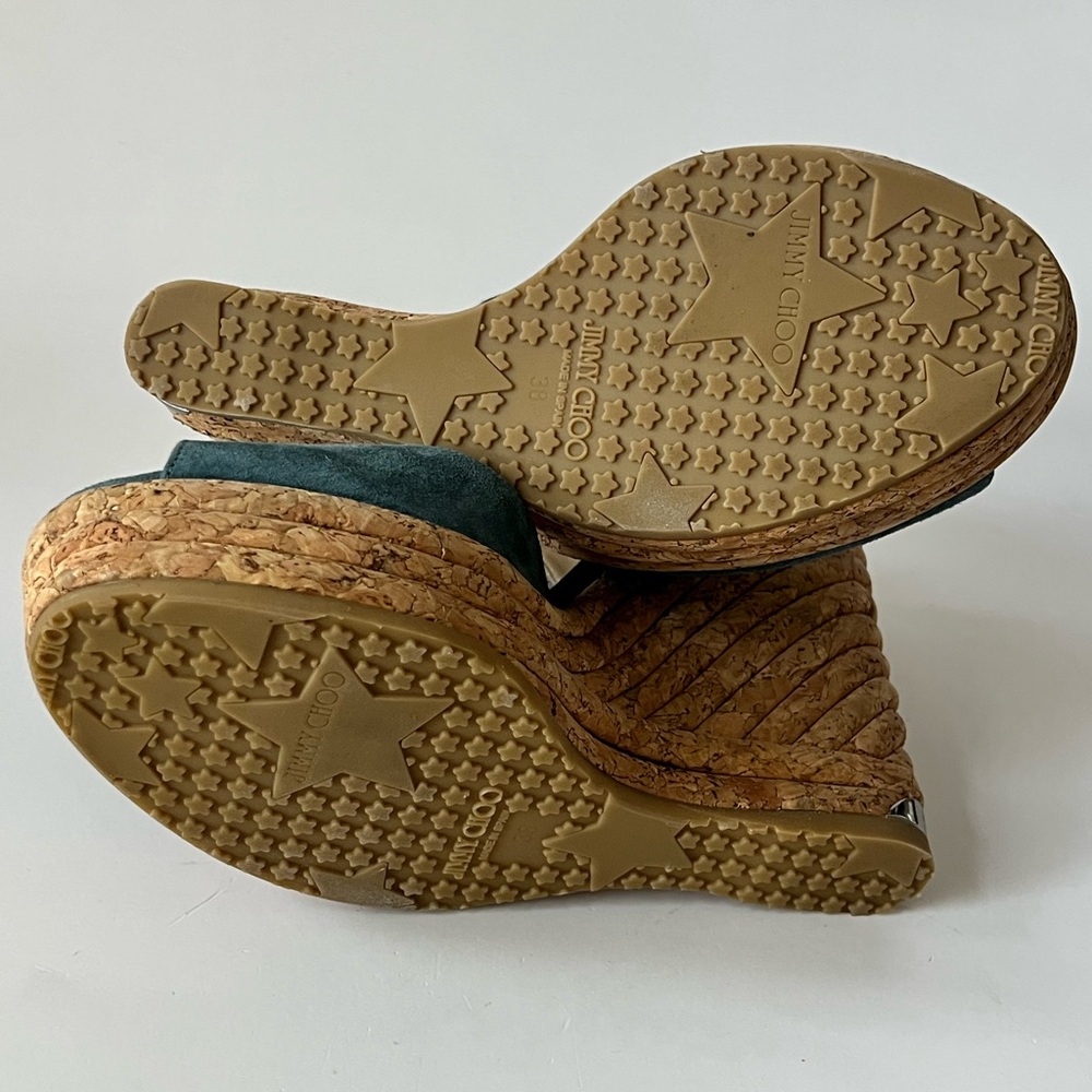 Jimmy Choo Blue Suede Wedges - Picture 4 of 5